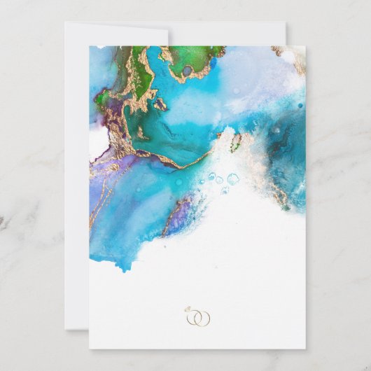 Sparen de Datum Blauwgroen Abstracte Amethyst Gold Kaart (Achterkant)