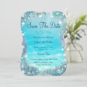 Sparen de Datum Blauwgroen Blauwe Zeeoorten Save The Date (Staand voorkant)