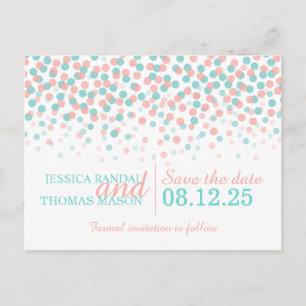 Sparen de datum blauwgroen de trouwkaart van het k aankondigingskaart