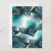 Sparen de datum blauwgroen groene inktuitnodiging kaart (Achterkant)