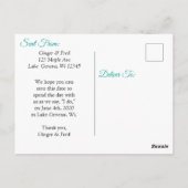 Sparen de Datum Blauwgroen Hibiscus Tropical die w Briefkaart (Achterkant)