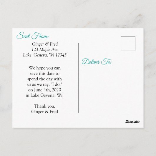 Sparen de Datum Blauwgroen Hibiscus Tropical die w Briefkaart (Achterkant)