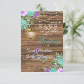 Sparen de Datum Blauwgroen Hout en de Buigzame Bl Save The Date (Staand voorkant)