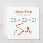 Sparen de Datum Blauwgroen Rust Gold van de Rust Kaart (Voorkant)