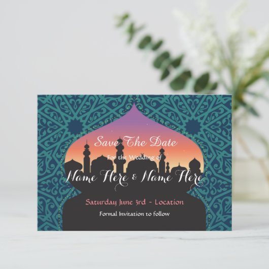 Sparen de Datum Blauwgroen Uitnodiging van het Ara (Staand voorkant)