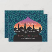 Sparen de Datum Blauwgroen Uitnodiging van het Ara (Voorkant / Achterkant)