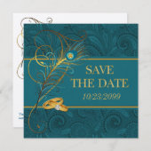 Sparen de Datum Blauwgroen Weddenschap van de Vred Save The Date (Voorkant / Achterkant)