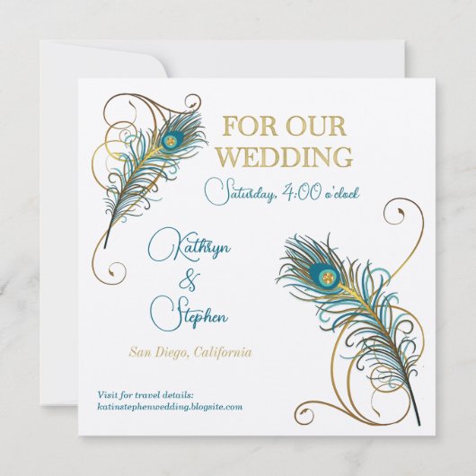 Sparen de Datum Blauwgroen Weddenschap van de Vred Save The Date (Achterkant)