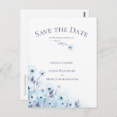 Sparen de Datum Bleke Blauwe Anemone Garden Briefkaart (Voorkant / Achterkant)