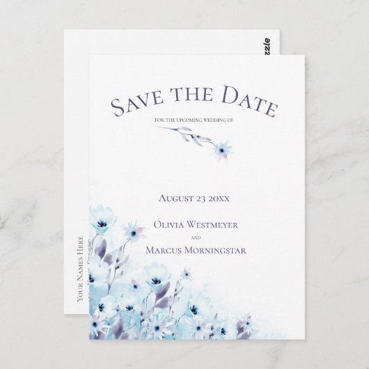 Sparen de Datum Bleke Blauwe Anemone Garden Briefkaart (Voorkant / Achterkant)