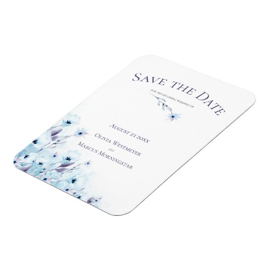 Sparen de Datum Bleke Blauwe Anemone Garden Magneet (Linkerzijde)