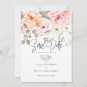 Sparen de Datum Bleke Roze Peonies van de Katoen Kaart (Voorkant)