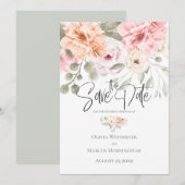 Sparen de Datum Bleke Roze Peonies van de Katoen Kaart (Voorkant / Achterkant)