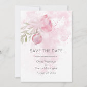 Sparen de Datum Bleke Roze Roos van het Katoen en Kaart (Voorkant)