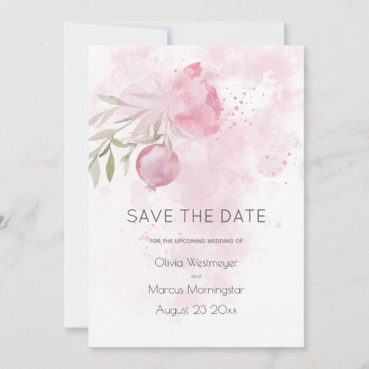 Sparen de Datum Bleke Roze Roos van het Katoen en  Kaart (Voorkant)