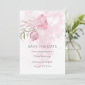 Sparen de Datum Bleke Roze Roos van het Katoen en Kaart (Staand voorkant)