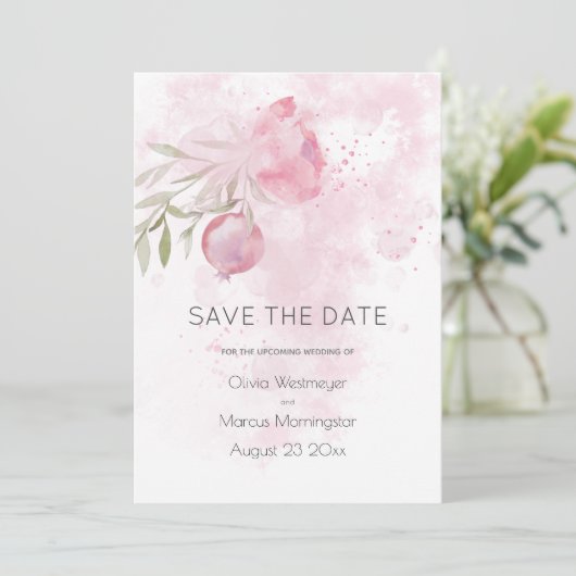 Sparen de Datum Bleke Roze Roos van het Katoen en  Kaart (Staand voorkant)