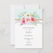 Sparen de Datum Bleke Turquoise Wildflower Bouquet Save The Date (Voorkant)