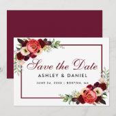 Sparen de Datum Bogundy Floral Kaart B (Voorkant / Achterkant)