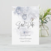 Sparen de Datum Bohemian Dusty Blue Floral Kaart (Staand voorkant)