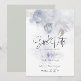 Sparen de Datum Bohemian Dusty Blue Floral Kaart