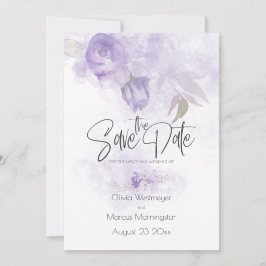Sparen de Datum Bohemian Light Paars Floral Kaart (Voorkant)