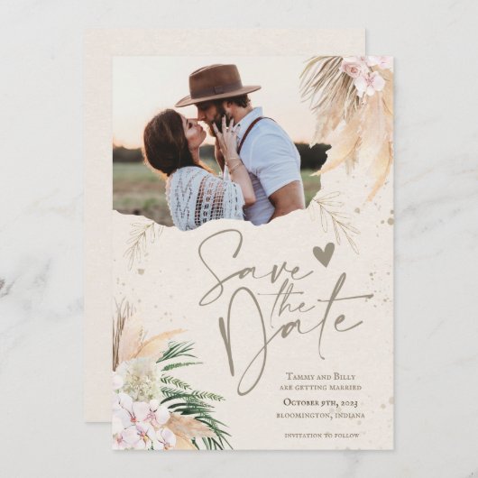 Sparen de Datum Boho Bohemian Kaart (Voorkant / Achterkant)