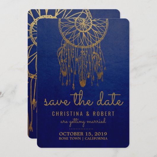 Sparen de Datum Boho Dreamweaver Faux Gold Foil Save The Date (Voorkant / Achterkant)