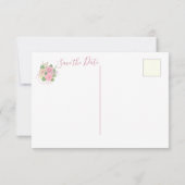 Sparen de Datum Boho Floral Roze Briefkaart (Achterkant)