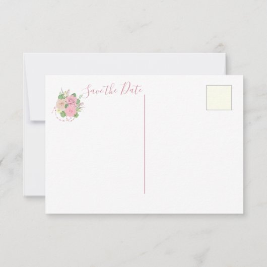 Sparen de Datum Boho Floral Roze Briefkaart (Achterkant)