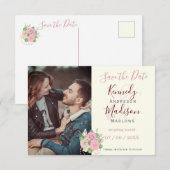 Sparen de Datum Boho Floral Roze Briefkaart (Voorkant / Achterkant)