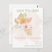 Sparen de Datum Boho Floral Roze Briefkaart (Voorkant / Achterkant)