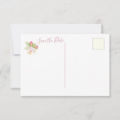 Sparen de Datum Boho Floral Roze Briefkaart (Achterkant)