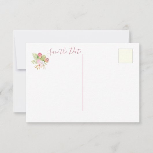 Sparen de Datum Boho Floral Roze Briefkaart (Achterkant)
