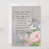 Sparen de Datum BOHO Rustic Floral Wood Barn Peoni Kaart (Voorkant)