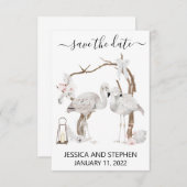 Sparen de Datum Boho Tropisch Flamingo Save The Date (Voorkant / Achterkant)