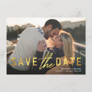 Sparen de Datum Bold Gold Wedding Aankondiging