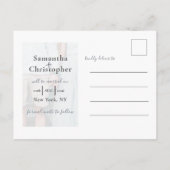 Sparen de Datum Botanische Dusty Blauwe Foto Wedde Aankondigingskaart (Achterkant)