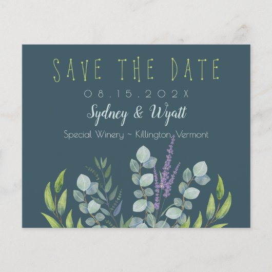 Sparen de Datum Botanische Eucalyptusbegrotingsbru Flyer (Voorkant)