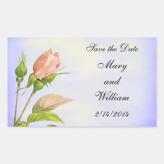 Sparen de Datum Botanische Rosebud Rosebud Rechthoekige Sticker (Voorkant)