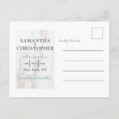 Sparen de Datum Botanische Sage Groene Foto Wedden Aankondigingskaart (Achterkant)