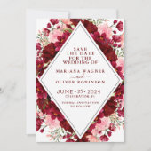 Sparen de Datum Bourgogne en de Roze Waterverf Flo Kaart (Voorkant)