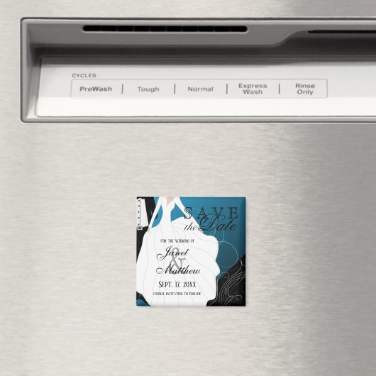 Sparen de Datum - Bride en Groom - Blauw Magneet (Insitu (Vaatwasser))