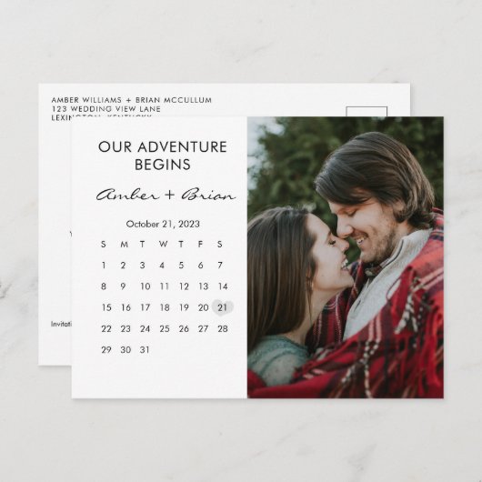 Sparen de Datum Briefkaart van de Kalender van de  (Voorkant / Achterkant)