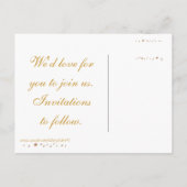 Sparen de datum briefkaarten, gouden sterren grens aankondigingskaart (Achterkant)