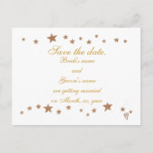 Sparen de datum briefkaarten, gouden sterren grens aankondigingskaart (Voorkant)