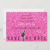 Sparen de Datum Bright Roze Glitter Microfone Save The Date (Achterkant)