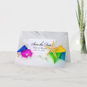 Sparen de Datum-bruiloft zeester en parels Aankondiging