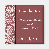 Sparen de Datum - Burgundy Classic Damask Magneet (Voorkant)