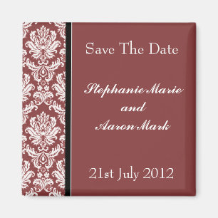 Sparen de Datum - Burgundy Classic Damask Magneet